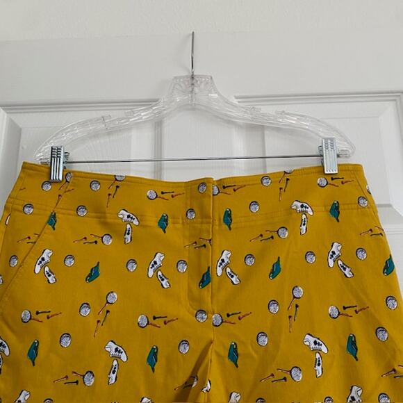 IZOD Golf Pedal Pushers Pants Cropped Capri Mustard Yellow Retro Women 14 NWT - Picture 3 of 14